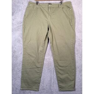 Talbots Women's 20W Slim Ankle Jean Olive Green Cotton Blend Casual Everydaywear